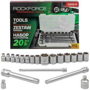Rockforce Zestaw Narzędzi NASADKI PRZEDŁUŻKI ADAPTER 3/8' 20el NASADKA 6-22mm Rockforce Zestaw Narzędzi NASADKI PRZEDŁUŻKI ADAPTER 3/8' 20el NASADKA 6-22mm