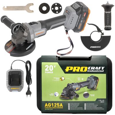 Akumulatorowa szlifierka kątowa Procraft Industrial AG125A-1B-C 3 tryby prędkości, bezszczotkowa Akumulatorowa szlifierka kątowa Procraft Industrial AG125A-1B-C 3 tryby prędkości, bezszczotkowa
