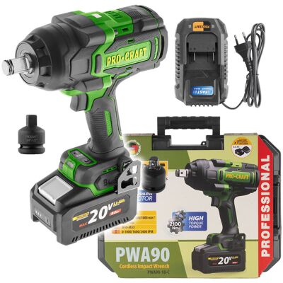 Akumulatorowy klucz udarowy Procraft PWA90 1 x 8.0Ah Ładowarka Akumulatorowy klucz udarowy Procraft PWA90 1 x 8.0Ah Ładowarka