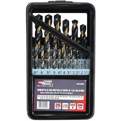 AWTools M2 Wiertła - Zestaw 25 szt. 135° Metal AWTools M2 Wiertła - Zestaw 25 szt. 135° Metal