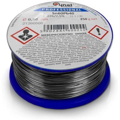 Drut lutowniczy Cynel Sn60Pb40 - 250g, 0,50mm Drut lutowniczy Cynel Sn60Pb40 - 250g, 0,50mm