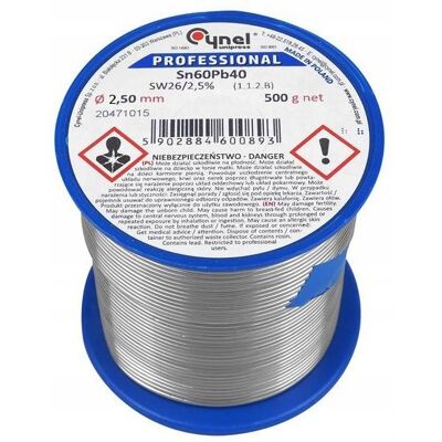 Cyna Spoiwo Lutownicze 2,5Mm 0,5Kg Sn60Pb40 Cynel Do Lutowania Cyna Spoiwo Lutownicze 2,5Mm 0,5Kg Sn60Pb40 Cynel Do Lutowania
