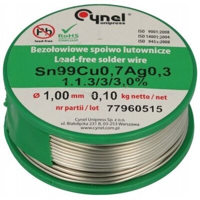 Cynel CYNA BEZOŁOWIOWA 1mm 100g Cynel CYNA BEZOŁOWIOWA 1mm 100g