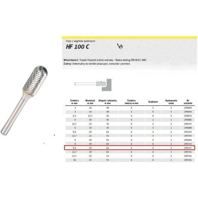 Frez do metalu KLINGSPOR, 6 mm K295727 Frez do metalu KLINGSPOR, 6 mm K295727