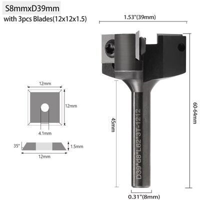 Inny producent Frez do planowania drewna z wymiennymi płytkami fi 39 mm x 8 mm 3P Inny producent Frez do planowania drewna z wymiennymi płytkami fi 39 mm x 8 mm 3P