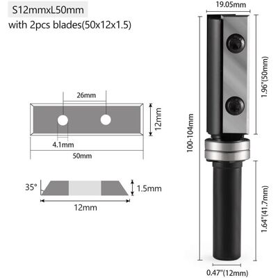 Inny producent Frez prosty do drewna 2P trzpień 12mm fi 19,05 x 50 z łożyskiem 1L Inny producent Frez prosty do drewna 2P trzpień 12mm fi 19,05 x 50 z łożyskiem 1L