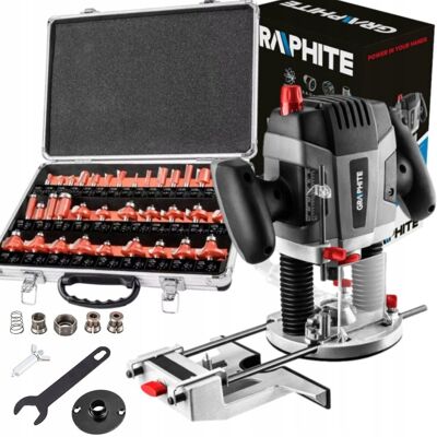 GRAPHITE FREZARKA GÓRNOWRZECIONOWA 1300W + FREZY WALIZKA 35 GRAPHITE FREZARKA GÓRNOWRZECIONOWA 1300W + FREZY WALIZKA 35