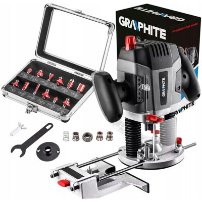 GRAPHITE Frezarka Górnowrzecionowa 1300W + Frezy Walizka 12 szt. GRAPHITE Frezarka Górnowrzecionowa 1300W + Frezy Walizka 12 szt.