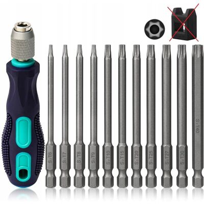 Inny producent HAKKIN Zestaw 12 Długich Bitów Torx S2 do Wkrętarek T6-T40 Inny producent HAKKIN Zestaw 12 Długich Bitów Torx S2 do Wkrętarek T6-T40