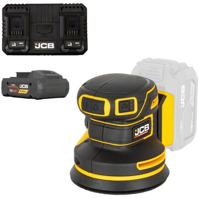JCB Professional 18V Szlifierka Mimośrodowa 125mm Dual Charger Bateria 4Ah JCB Professional 18V Szlifierka Mimośrodowa 125mm Dual Charger Bateria 4Ah