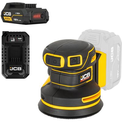 JCB Professional 18V Szlifierka Mimośrodowa 125mm Ładowarka Bateria 2Ah JCB Professional 18V Szlifierka Mimośrodowa 125mm Ładowarka Bateria 2Ah