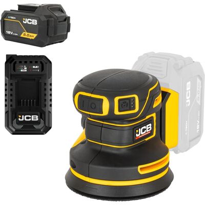 JCB Professional 18V Szlifierka Mimośrodowa 125mm Ładowarka Bateria 5Ah JCB Professional 18V Szlifierka Mimośrodowa 125mm Ładowarka Bateria 5Ah