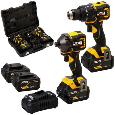 JCB Professional 18V Zestaw kompaktowy (2 narzędzia) Wiertarko-wkrętarka udarowa (75 Nm) + Zakrętarka udarowa (230 Nm) + 2x akumulator 5.0Ah + Szybk.. JCB Professional 18V Zestaw kompaktowy (2 narzędzia) Wiertarko-wkrętarka udarowa (75 Nm) + Zakrętarka udarowa (230 Nm) + 2x akumulator 5.0Ah + Szybk..