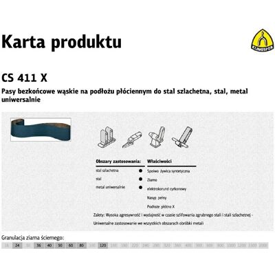 Klingspor Nieskończone Taśmy 75mm x 533mm Grubo - Taśma ścierna Klingspor Nieskończone Taśmy 75mm x 533mm Grubo - Taśma ścierna