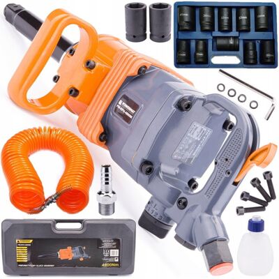 Powermat Klucz Pneumatyczny Udarowy Do Kół 4800 Nm Duża Moc Tir 1 Cal 2 X Nasadki Powermat Klucz Pneumatyczny Udarowy Do Kół 4800 Nm Duża Moc Tir 1 Cal 2 X Nasadki
