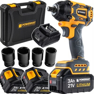 Powermat KLUCZ UDAROWY AKUMULATOROWY 550NM BEZSZCZOTKOWY ZAKRĘTAK DO KÓŁ 2x 3AH 21V Powermat KLUCZ UDAROWY AKUMULATOROWY 550NM BEZSZCZOTKOWY ZAKRĘTAK DO KÓŁ 2x 3AH 21V