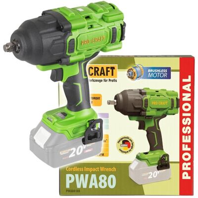 Klucz udarowy akumulatorowy Procraft PWA80 1600Nm 20V Li-Ion warsztat budowa Klucz udarowy akumulatorowy Procraft PWA80 1600Nm 20V Li-Ion warsztat budowa