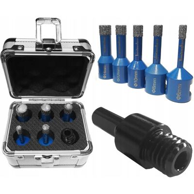 Titanium Koronka diamentowa 6-14 mm otwornica do gresu płytek ZESTAW Adapter M14 6el Titanium Koronka diamentowa 6-14 mm otwornica do gresu płytek ZESTAW Adapter M14 6el