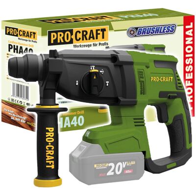 Młotowiertarka akumulatorowa Procraft PHA40 20V SDS Plus 2.6J bezszczotkowa beton Młotowiertarka akumulatorowa Procraft PHA40 20V SDS Plus 2.6J bezszczotkowa beton