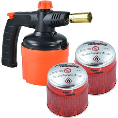 REXXER Palnik Gazowy Z Zapłonem Piezoelektrycznym 1700 W Basic + Kartusz Z Gazem Butan 190 G 2 Sztuki REXXER Palnik Gazowy Z Zapłonem Piezoelektrycznym 1700 W Basic + Kartusz Z Gazem Butan 190 G 2 Sztuki