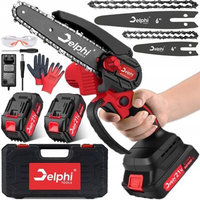 Delphi Piła łańcuchowa bezszczotkowa akumulatorowa 6” 21V mini pilarka Delphi Piła łańcuchowa bezszczotkowa akumulatorowa 6” 21V mini pilarka