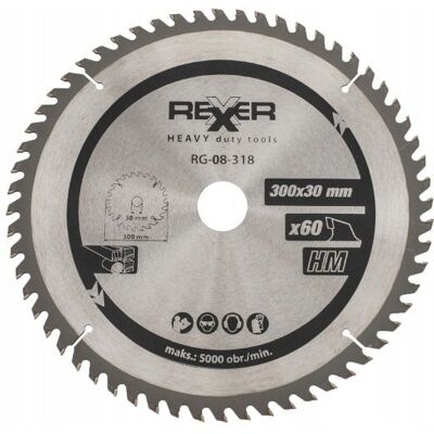 REXXER Piła Tarczowa Do Drewna 300X30 Mm 60 Zębów Hm REXXER Piła Tarczowa Do Drewna 300X30 Mm 60 Zębów Hm