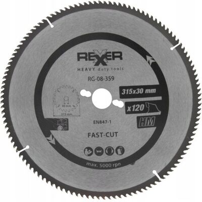 REXXER Piła Tarczowa Do Drewna 315X30 Mm 120 Zębów Hm REXXER Piła Tarczowa Do Drewna 315X30 Mm 120 Zębów Hm