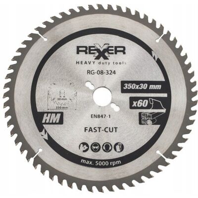 REXXER Piła Tarczowa Do Drewna 350X30 Mm 60 Zębów Hm REXXER Piła Tarczowa Do Drewna 350X30 Mm 60 Zębów Hm