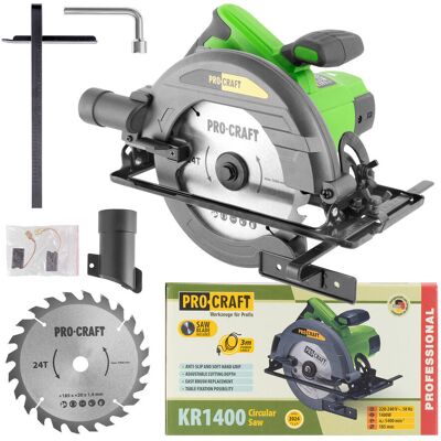 Pilarka tarczowa Procraft KR1400 1400W 5400 obr/min tarcza 185mm głębokość cięcia 63mm Pilarka tarczowa Procraft KR1400 1400W 5400 obr/min tarcza 185mm głębokość cięcia 63mm