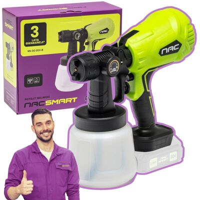 PISTOLET MALARSKI AKUMULATOROWY BODY 20V 1L 600ML/MIN + 3 DYSZE NAC SMART PISTOLET MALARSKI AKUMULATOROWY BODY 20V 1L 600ML/MIN + 3 DYSZE NAC SMART