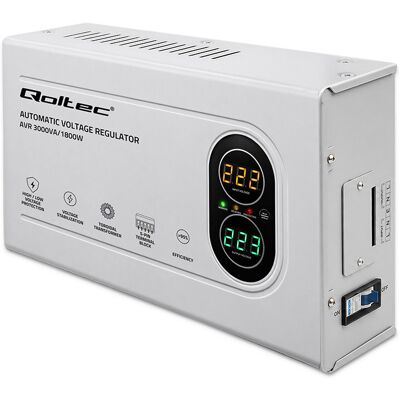 Qoltec Automatyczny Stabilizator napięcia AVR 3000VA 1800W Compact Toroidalny transformator Qoltec Automatyczny Stabilizator napięcia AVR 3000VA 1800W Compact Toroidalny transformator