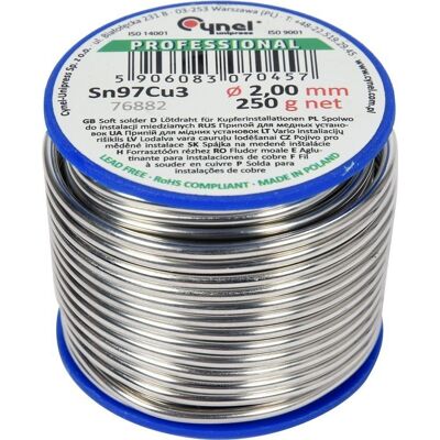 Cynel Spoiwo, Drut Lutowniczy Do Instalacji Miedzianych 2,0Mm, 250G Cynel Spoiwo, Drut Lutowniczy Do Instalacji Miedzianych 2,0Mm, 250G
