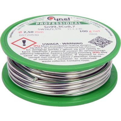 Cynel Spoiwo, Drut Lutowniczy Z Topnikiem 2,5Mm, 100G Cynel Spoiwo, Drut Lutowniczy Z Topnikiem 2,5Mm, 100G