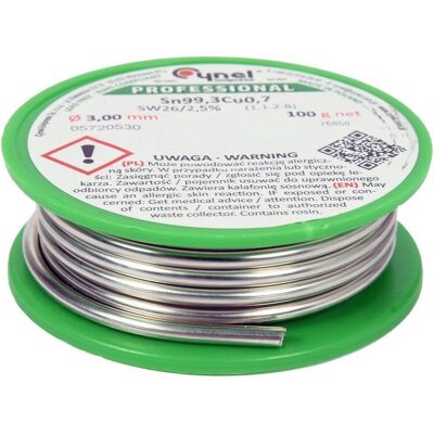 Cynel Spoiwo, Drut Lutowniczy Z Topnikiem 3,0Mm, 100G Cynel Spoiwo, Drut Lutowniczy Z Topnikiem 3,0Mm, 100G