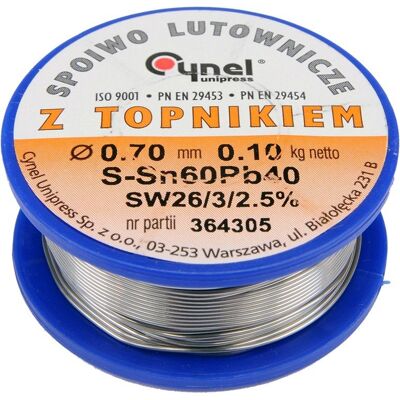 Spoiwo lutownicze sn60pb40 0,7/100 76806 Cynel Spoiwo lutownicze sn60pb40 0,7/100 76806 Cynel