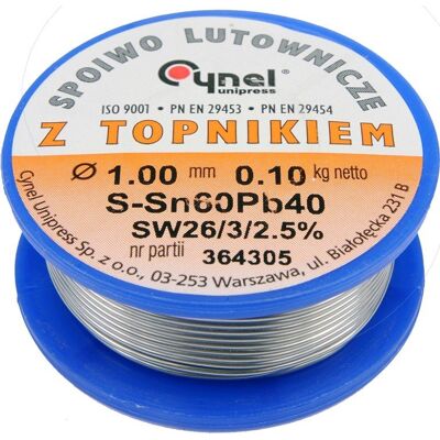 Spoiwo lutownicze sn60pb40 1,0/100 Cynel Spoiwo lutownicze sn60pb40 1,0/100 Cynel