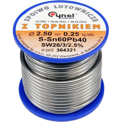 Spoiwo lutownicze sn60pb40 2,5/250 76823 Cynel Spoiwo lutownicze sn60pb40 2,5/250 76823 Cynel
