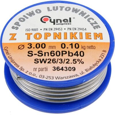 Spoiwo lutownicze sn60pb40 3,0/100 76826 Cynel Spoiwo lutownicze sn60pb40 3,0/100 76826 Cynel