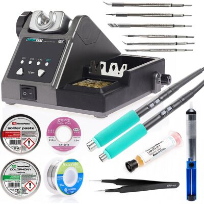 Techrebal Stacja lutownicza Sugon T21 120W T245+T210 Z4-2024 – zestaw z grotami, cyną, topnikiem i akcesoriami lutowniczymi Techrebal Stacja lutownicza Sugon T21 120W T245+T210 Z4-2024 – zestaw z grotami, cyną, topnikiem i akcesoriami lutowniczymi