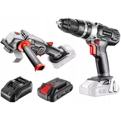 GRAPHITE Szlifierka Kątowa 125 mm + Wiertarko Wkrętarka Udar + Aku 2Ah + Ładowarka GRAPHITE Szlifierka Kątowa 125 mm + Wiertarko Wkrętarka Udar + Aku 2Ah + Ładowarka