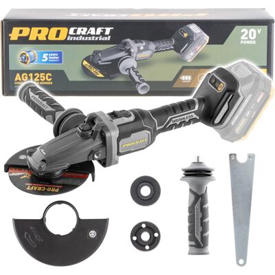 Szlifierka kątowa Procraft Industrial AG125C bb z płaską głowicą, silnik bezszczotkowy Szlifierka kątowa Procraft Industrial AG125C bb z płaską głowicą, silnik bezszczotkowy