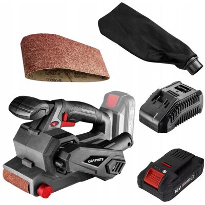 Szlifierka Taśmowa Akumulatorowa + Bateria 4ah + Ładowarka GRAPHITE Szlifierka Taśmowa Akumulatorowa + Bateria 4ah + Ładowarka GRAPHITE