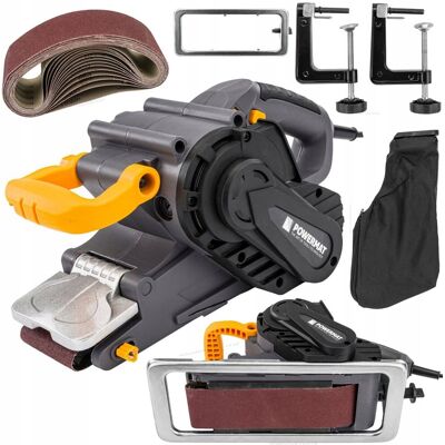 Powermat Szlifierka Taśmowa Do Drewna Metalu Ręczna Stołowa Z Regulacją 2000W +Taśmy Powermat Szlifierka Taśmowa Do Drewna Metalu Ręczna Stołowa Z Regulacją 2000W +Taśmy