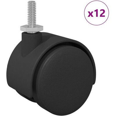 vidaXL Wózek 12 pcs Czarny i Srebrny 37,8 x 40 mm Żelazo i PP vidaXL Wózek 12 pcs Czarny i Srebrny 37,8 x 40 mm Żelazo i PP