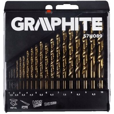 GRAPHITE Wiertła do metalu HSS-Co 1.0-10.0 mm, zestaw 19 szt. GRAPHITE Wiertła do metalu HSS-Co 1.0-10.0 mm, zestaw 19 szt.