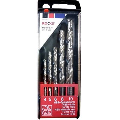 WIERTŁA DO METALU PRO HSS G 900 N/MM2 KOMPLET 5 ELEMENTÓW 4/5/6/8/10 MM DIN 338 ROOKS WIERTŁA DO METALU PRO HSS G 900 N/MM2 KOMPLET 5 ELEMENTÓW 4/5/6/8/10 MM DIN 338 ROOKS