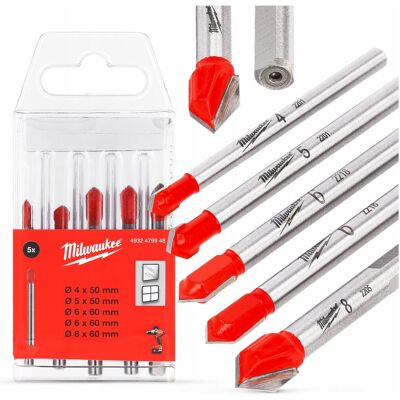 Wiertło Do Szkła Płytek Ceramiki Milwaukee Zestaw Wierteł 4-8 Mm 5Szt Wiertło Do Szkła Płytek Ceramiki Milwaukee Zestaw Wierteł 4-8 Mm 5Szt