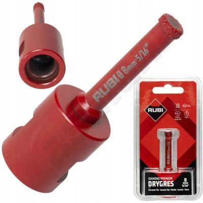 WIERTŁO KORONKA DIAMENTOWE DRYGRES PREMIUM 8mm M14 RUBI 06918 WIERTŁO KORONKA DIAMENTOWE DRYGRES PREMIUM 8mm M14 RUBI 06918