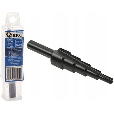 Geko Wiertło Stopniowe Stożkowe Tytan 4-12Mm Hss 64Mm Geko Wiertło Stopniowe Stożkowe Tytan 4-12Mm Hss 64Mm