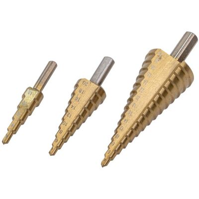 WIERTŁO WIERTŁA STOŻKOWE STOPNIOWE CHOINKOWE 3 EL 4-12 4-20 4-32mm Forsage WIERTŁO WIERTŁA STOŻKOWE STOPNIOWE CHOINKOWE 3 EL 4-12 4-20 4-32mm Forsage